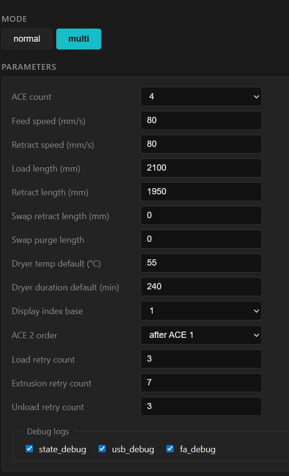 mUlt1ACE configuration page