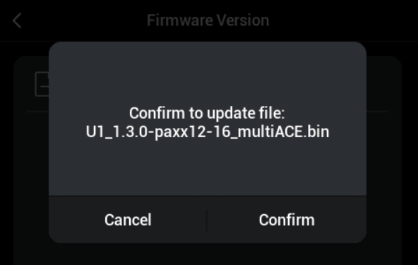 Tap Confirm to flash the firmware