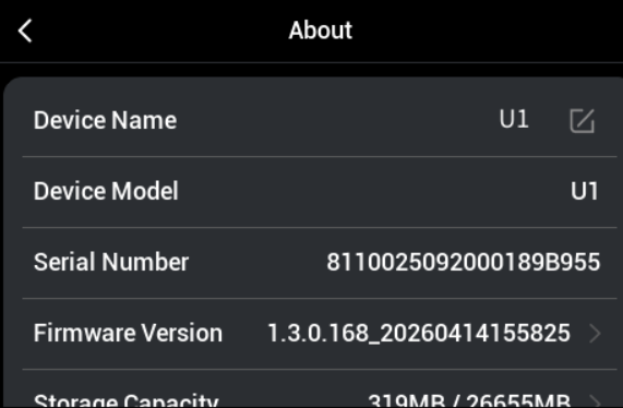 Tap the number next to Firmware Version