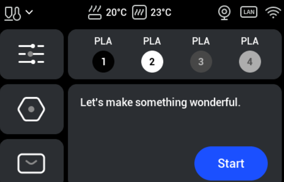 Open Settings on the Snapmaker U1 display