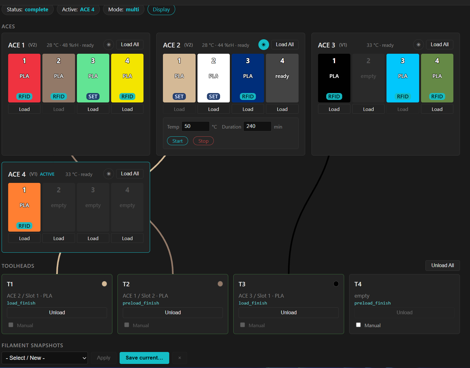 mUlt1ACE dashboard in Multi Mode