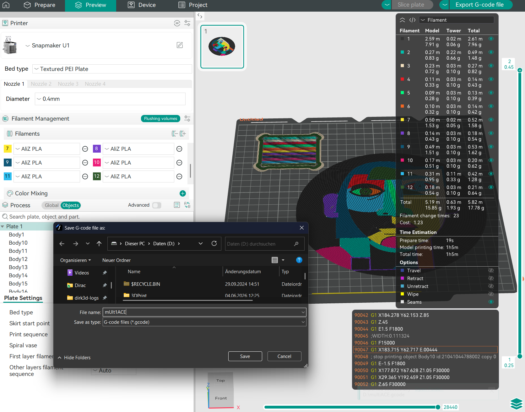 Export the GCode from Snapmaker Orca